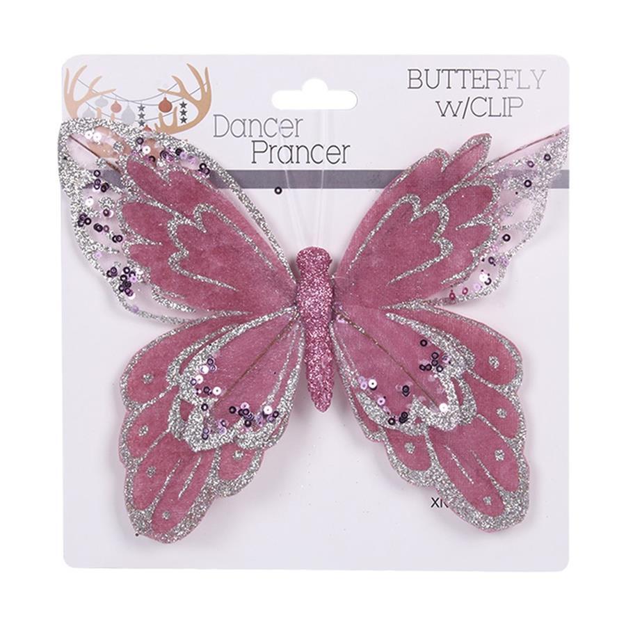 Butterfly Clip Pink With Glitter 200mm
