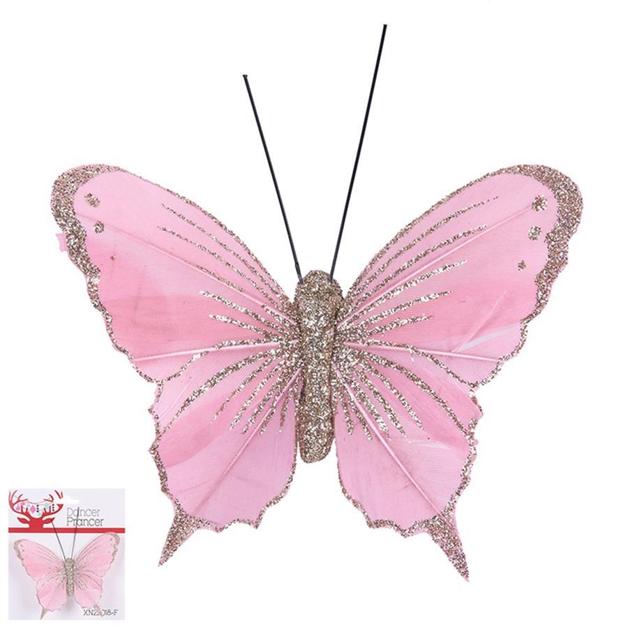 Butterfly Clip Pink With Glitter 100mm