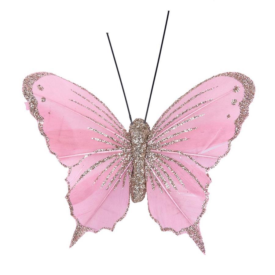 Butterfly Clip Pink With Glitter 100mm
