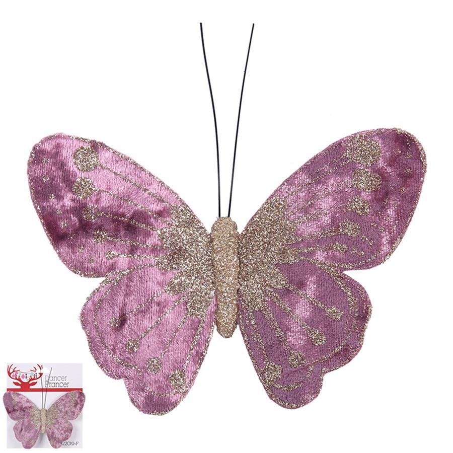 Butterfly Clip Pink With Glitter 110mm