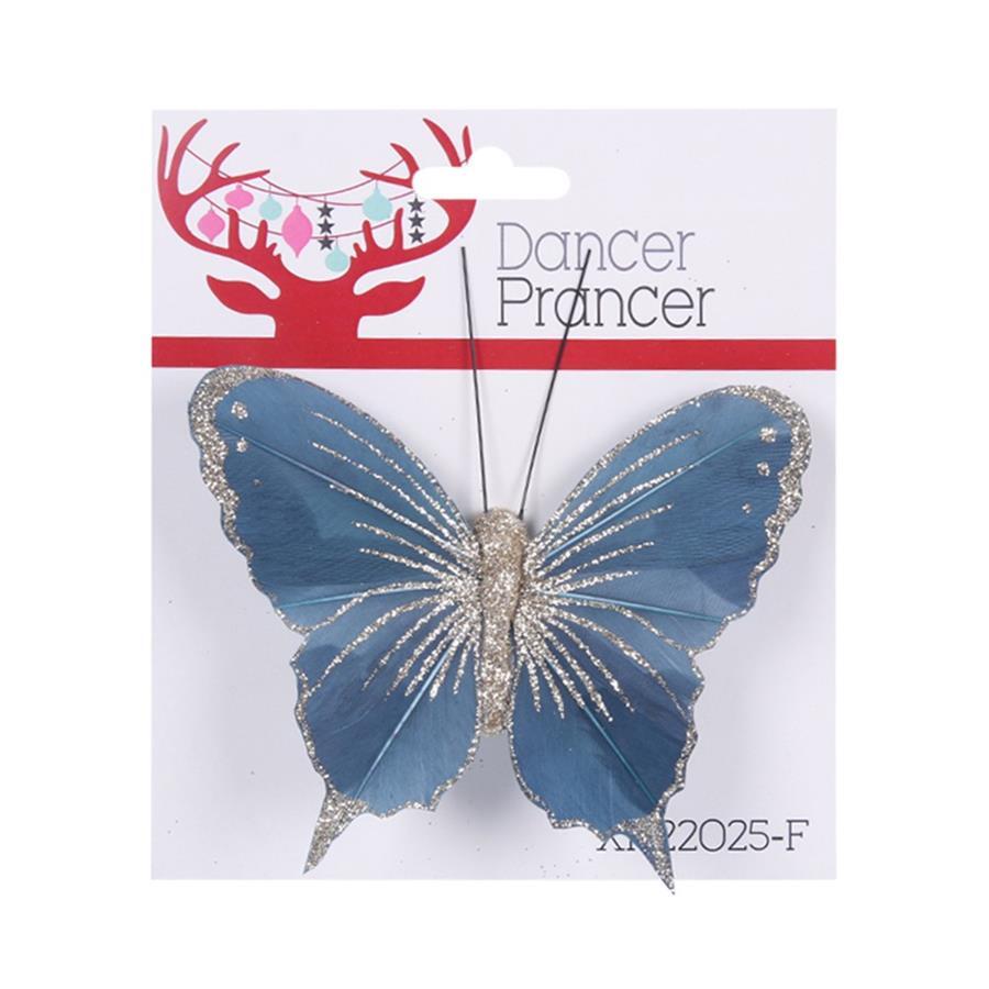 Butterfly Clip Busty Blue With Glitter 100mm