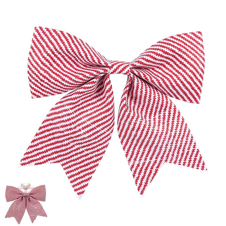 1 x Red and White Christmas Tree Bow 30cm