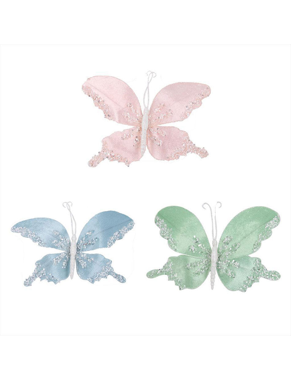Fairy Floss Butterflies Christmas Tree Pink mint and blue Clip