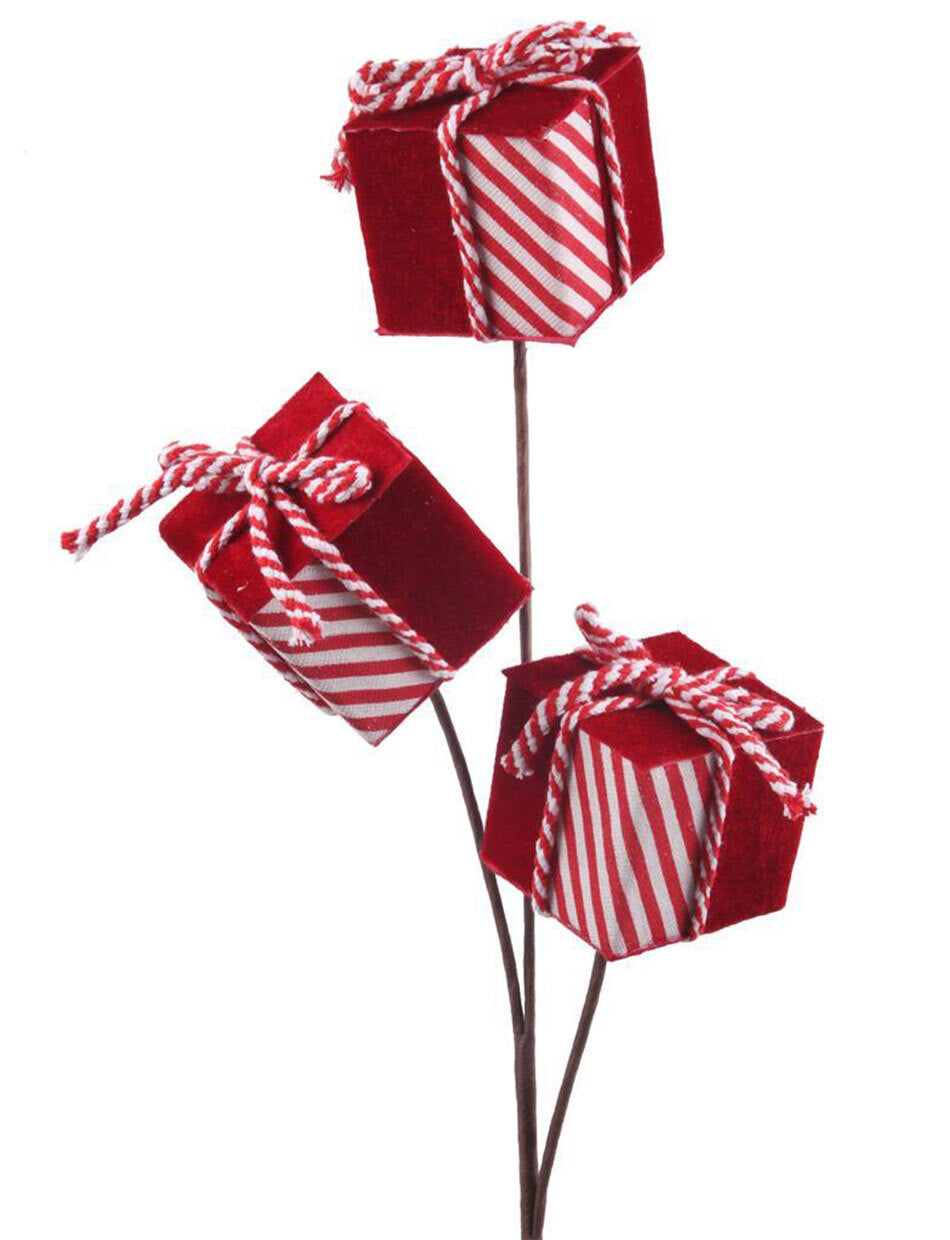 Red and White Gift Box Christmas Tree Pick 63CM