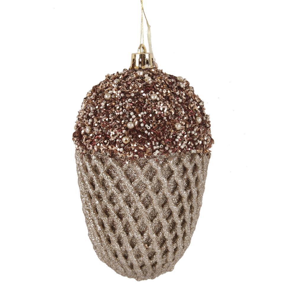 CHAMPAGNE Acorn Christmas Tree Ornament 11.5 x 7CM