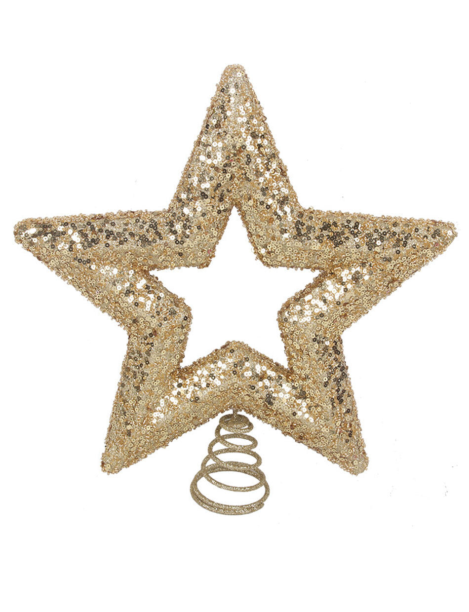CHAMPAGNE GLITTER STAR TREE TOPPER 29CM