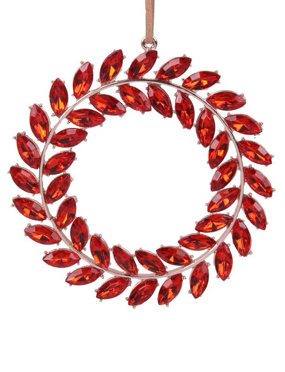 Red Crystal Wreath Tree Ornament 10cm