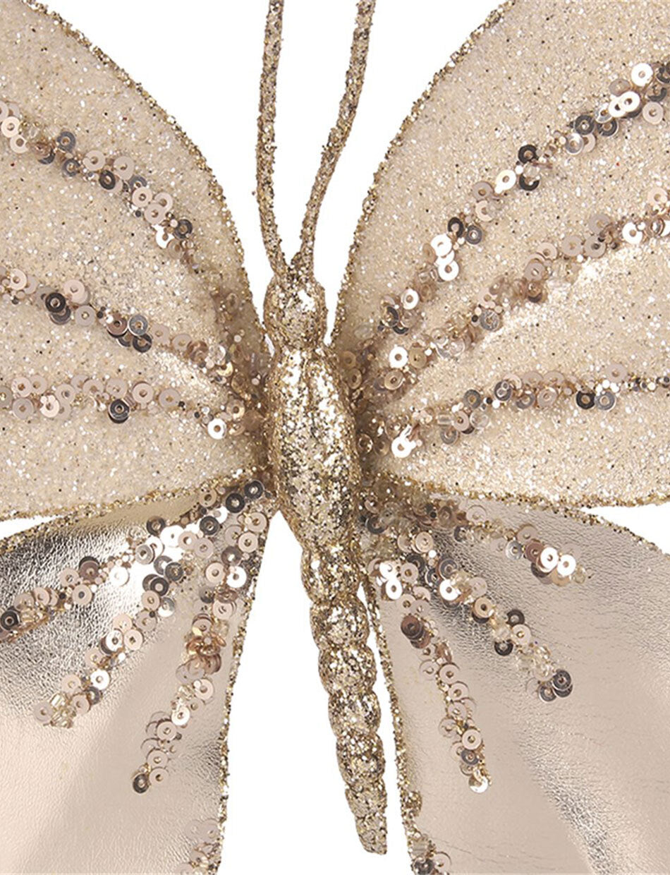 Champagne Butterfly Christmas Tree Clip