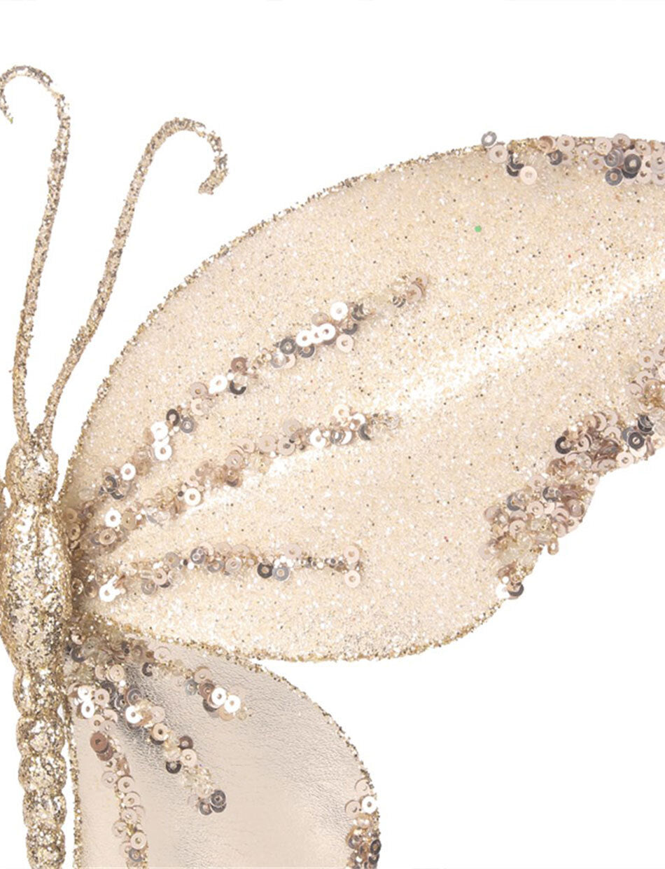Champagne Butterfly Christmas Tree Clip