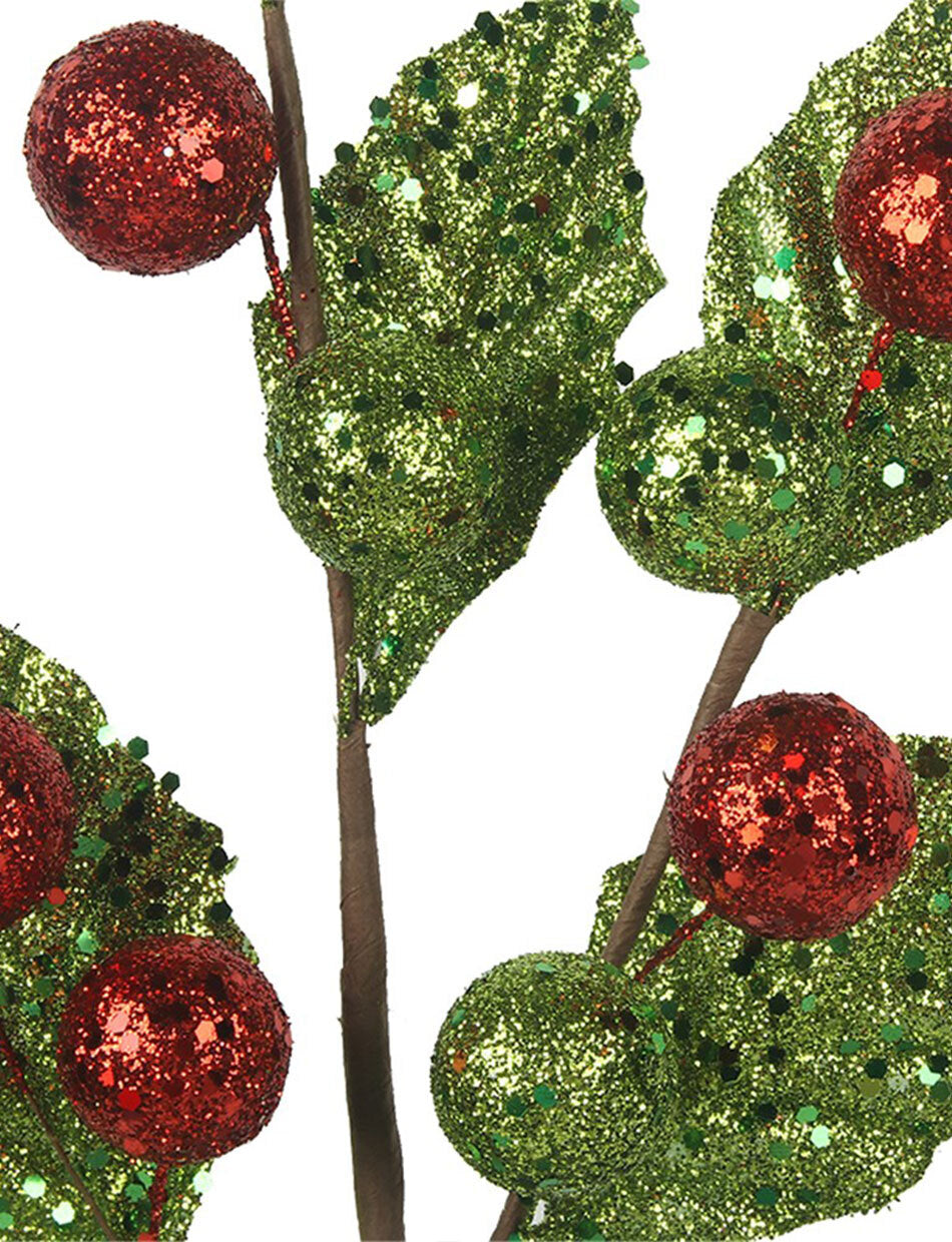 Holly Leaf Christmas Tree Ornament Pick