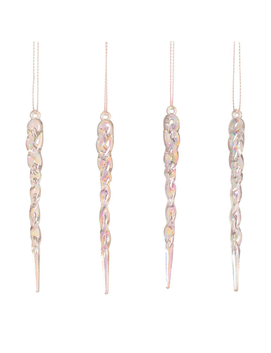 Christmas Tree Iridescent Icicles Hanging Ornament 4 Pack 12cm