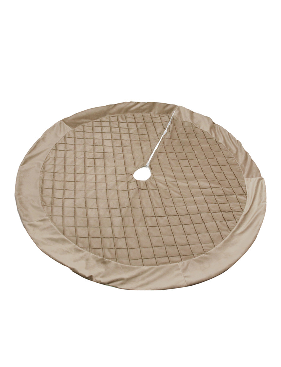 Champagne Christmas Tree Skirt with Pin Tucks - 120cm