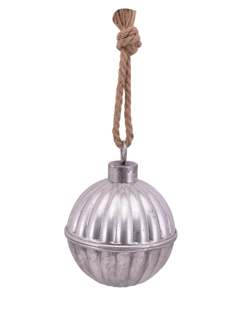 Christmas Metal Bauble Silver Bell - 16cm