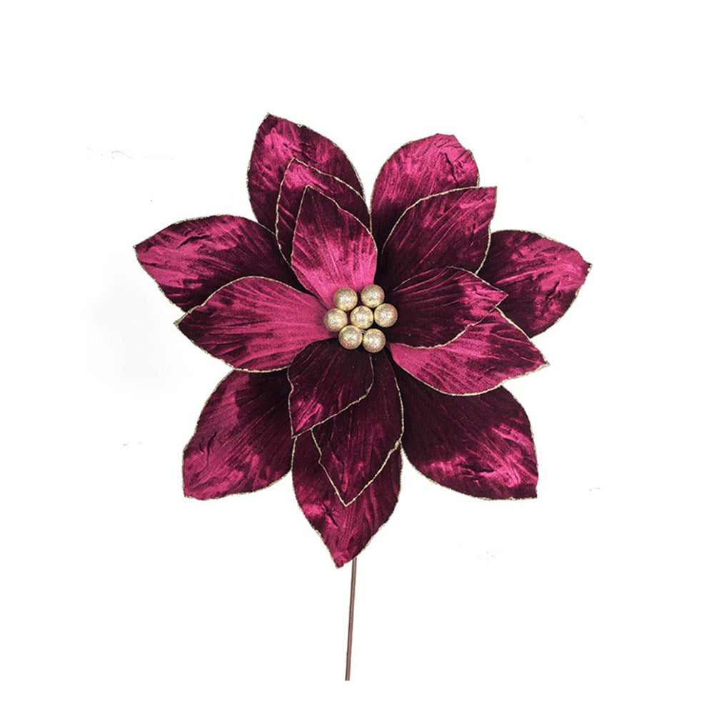 Plum Poinsettia with Rose Gold Glitter Stem