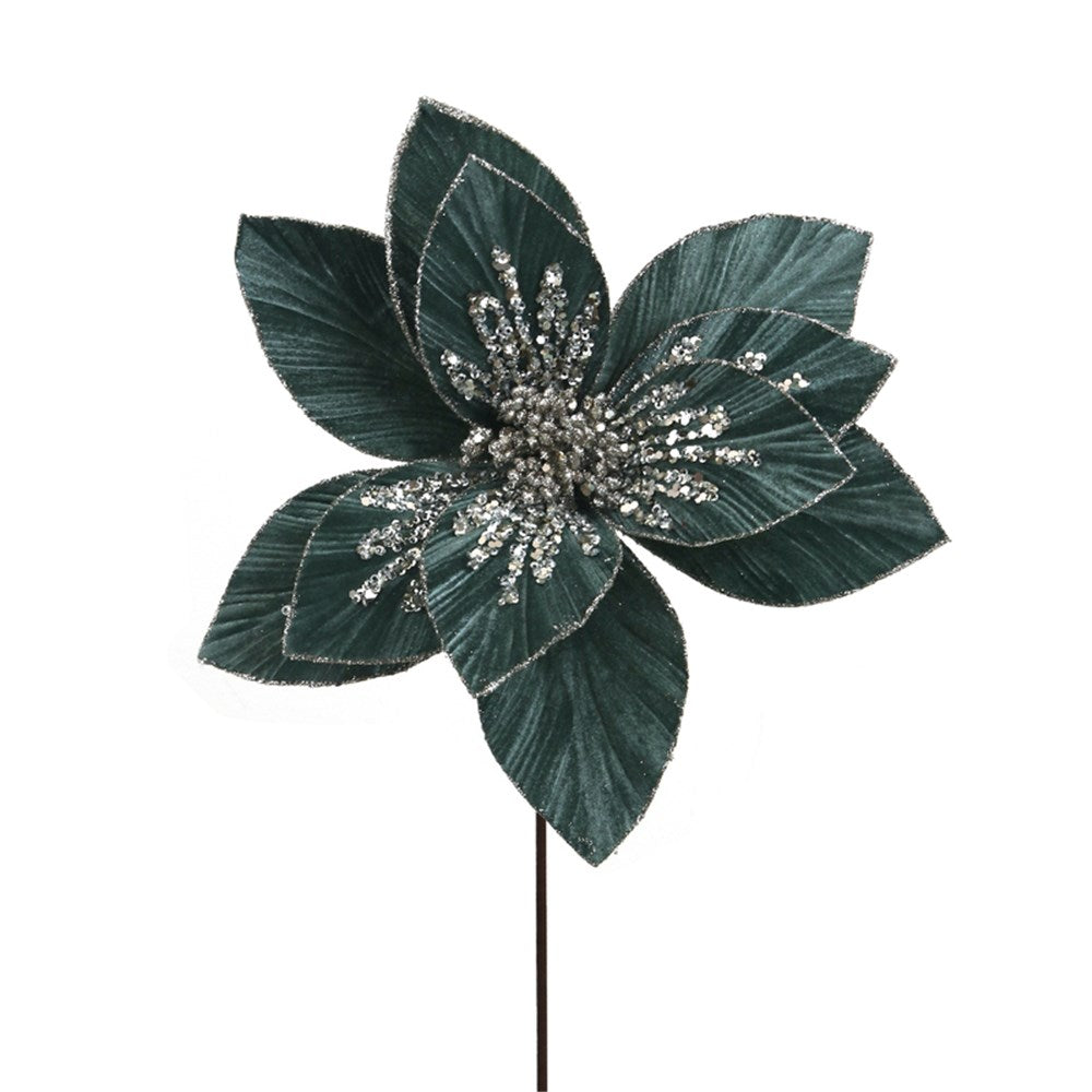 Celadon Green Velvet Poinsettia