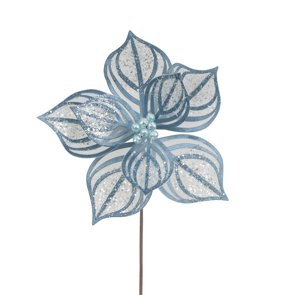 Blue Denum Lace Poinsettia Flower Stem