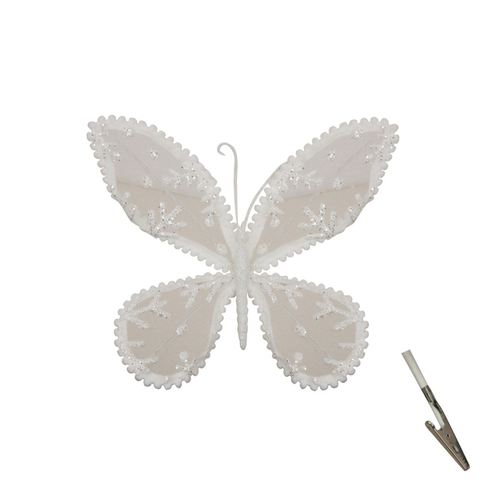White Lace Butterfly with Clip