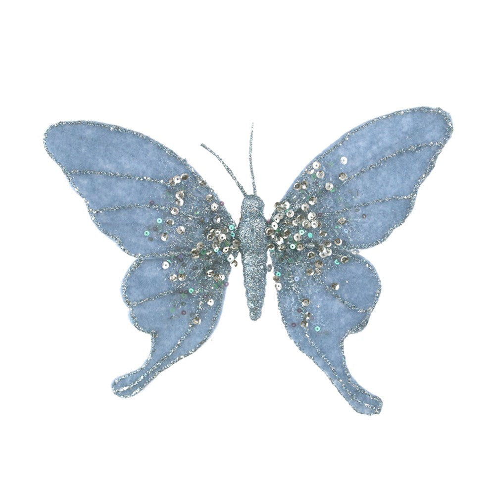 Cerculean Blue Butterfly with Beaded Details