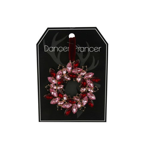 Burgundy Jewelled Wreath Decoration