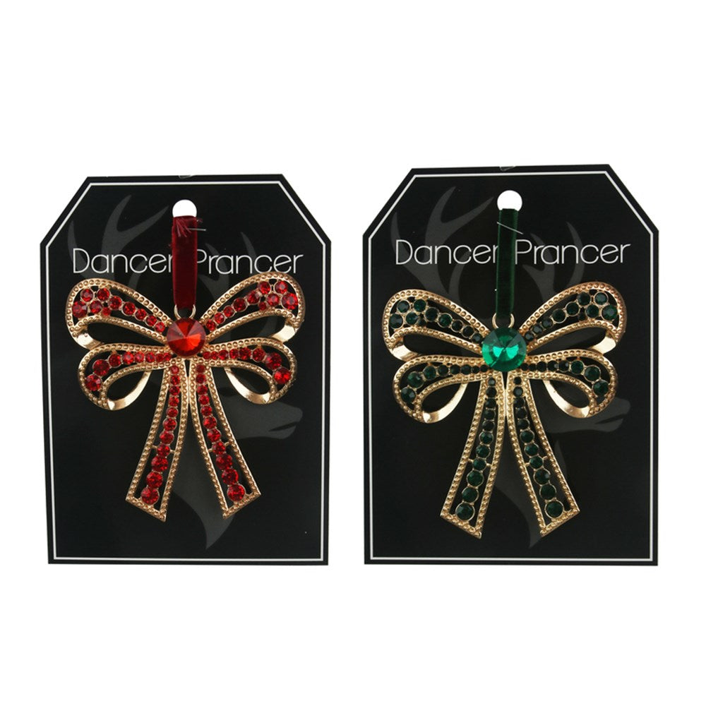 Crystal Bow Decos Red & Emerald set of 2