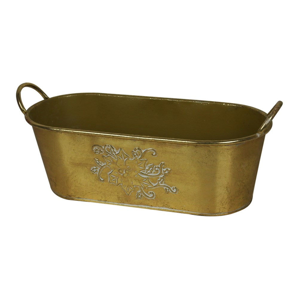 Antique Gold Metal Planter - 49cm