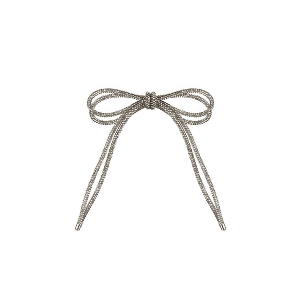Silver Diamante Double Bow