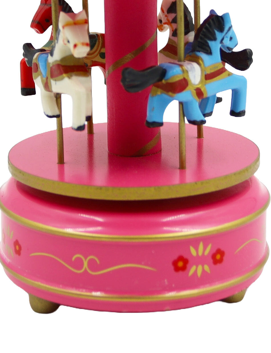 WOODEN Musical Carousel - Hot Pink