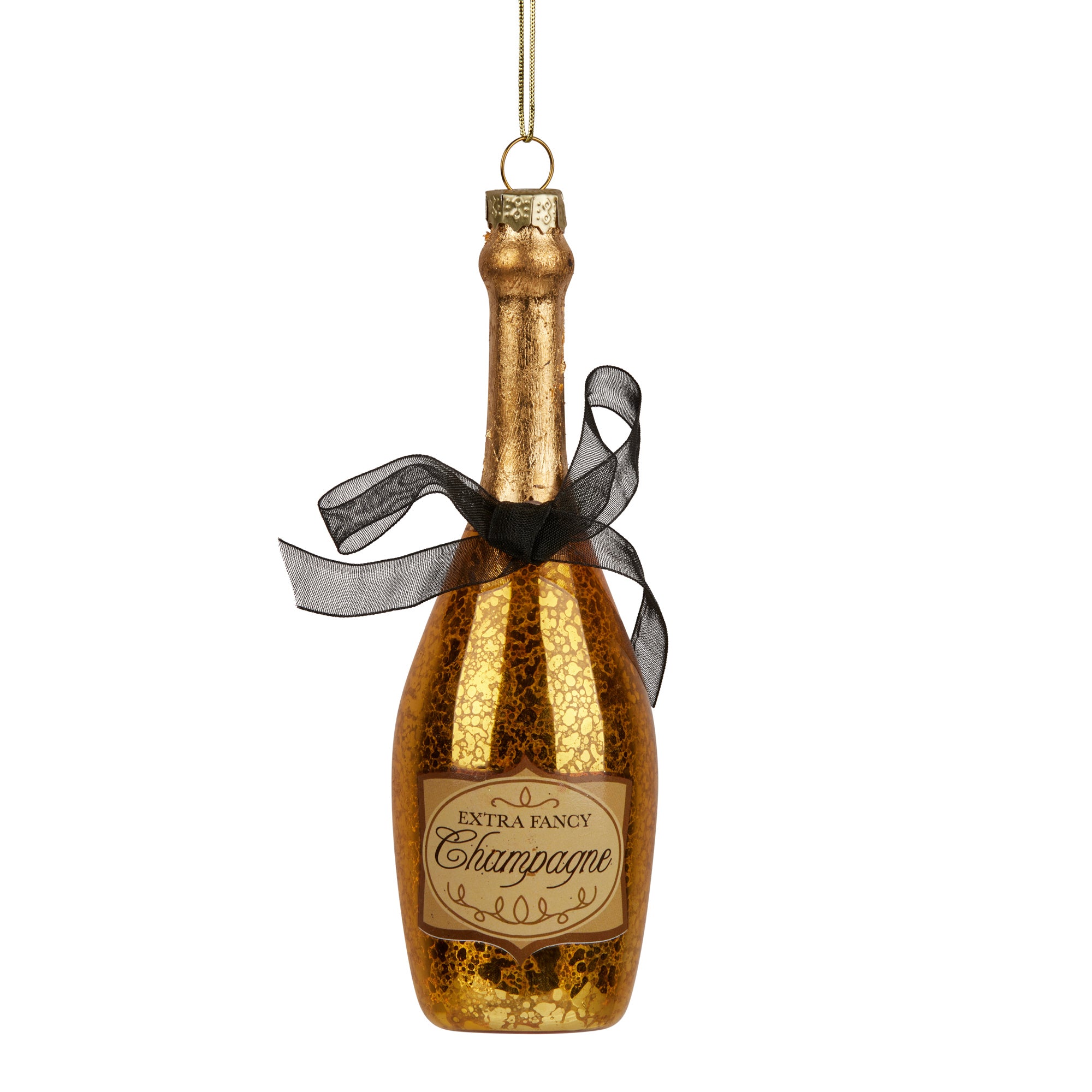 Glass Champagne Ornament Bottle Gold