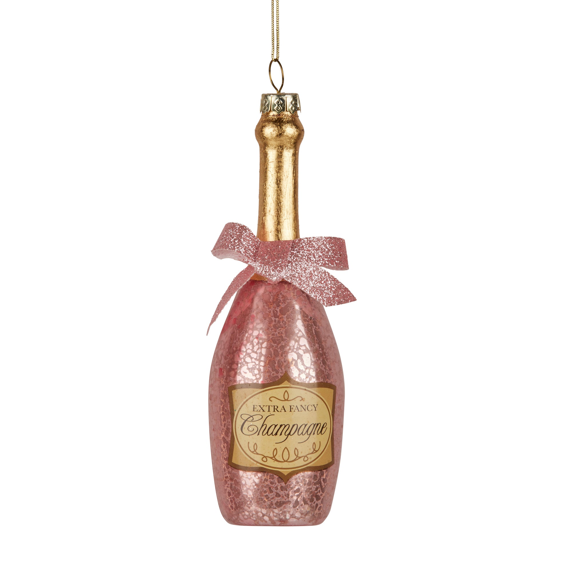 Glass Champagne Ornament Pink