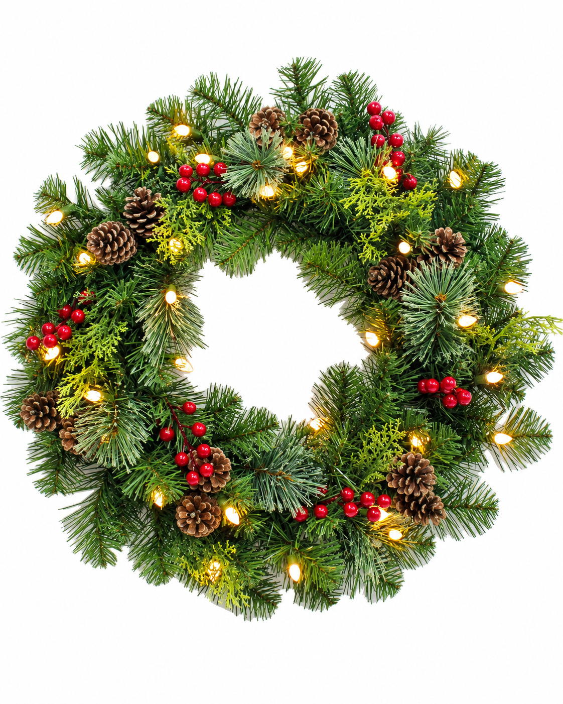 The Adelaide Evergreen Wreath - Pre-Lit - 71cm / 28inch