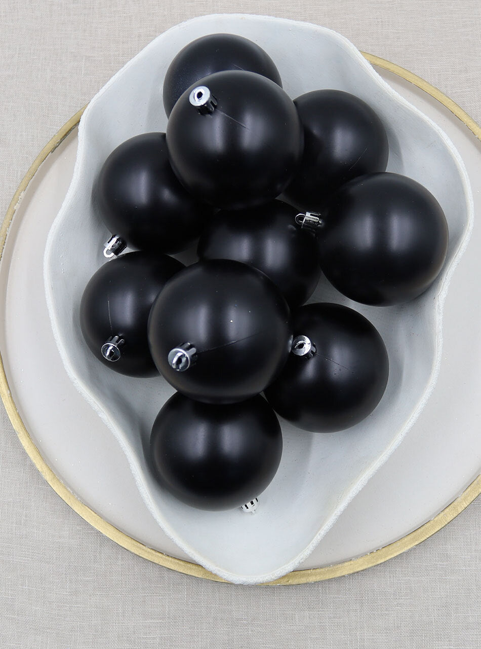 Black Christmas Baubles 80mm Matte Packs