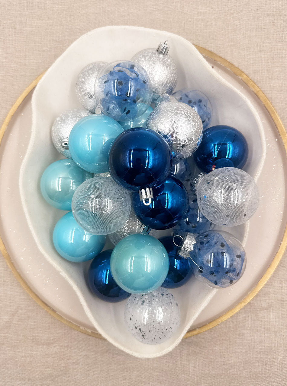 Light Blue Christmas Bauble 30 Pack 60mm