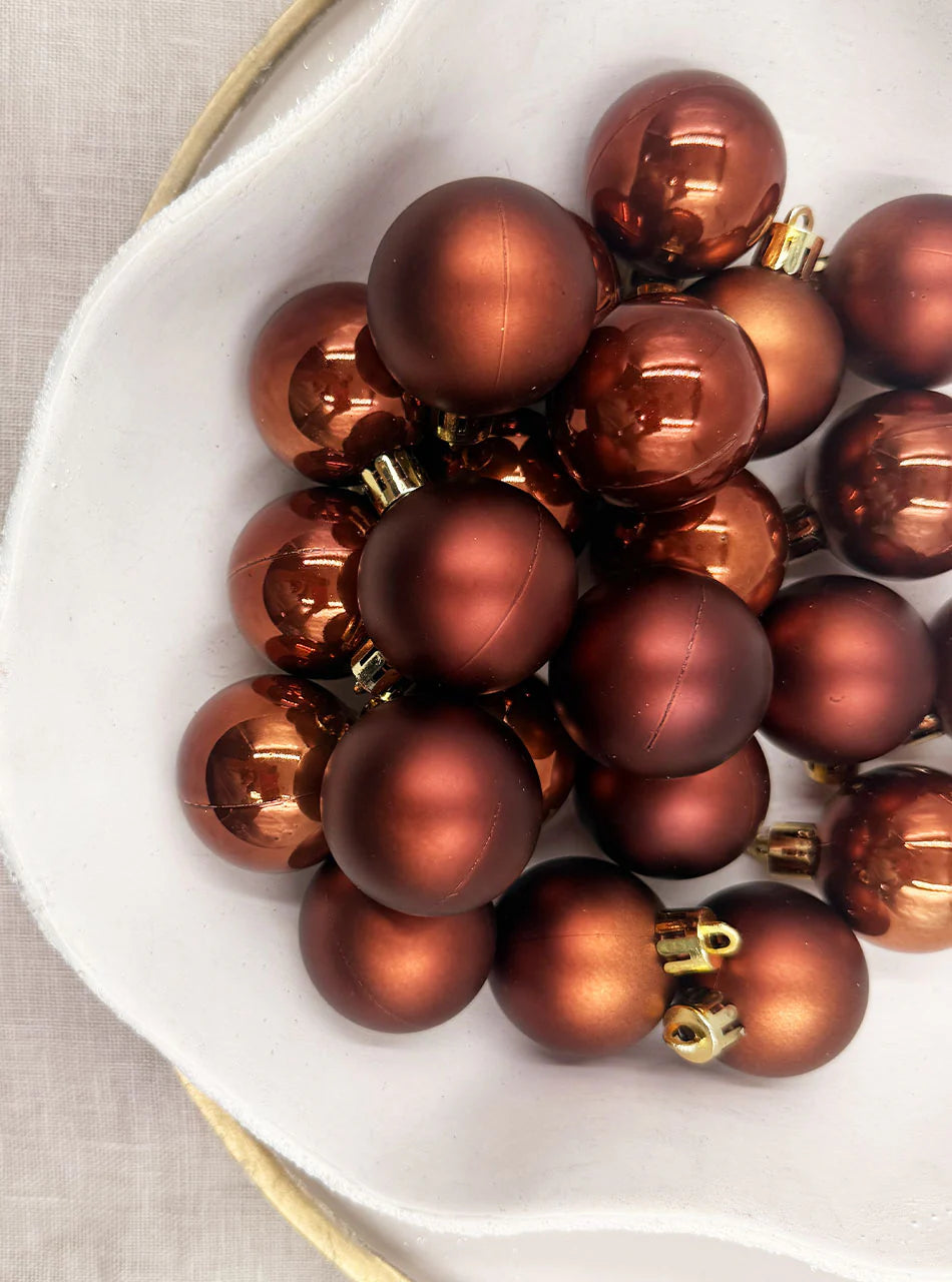 Coffee 200mm Christmas Baubles Gloss 4 Pack