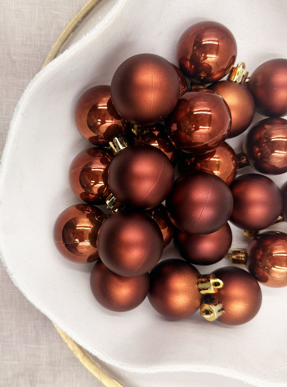 COFFEE 40mm Christmas Baubles Pearl Matt 24 pack
