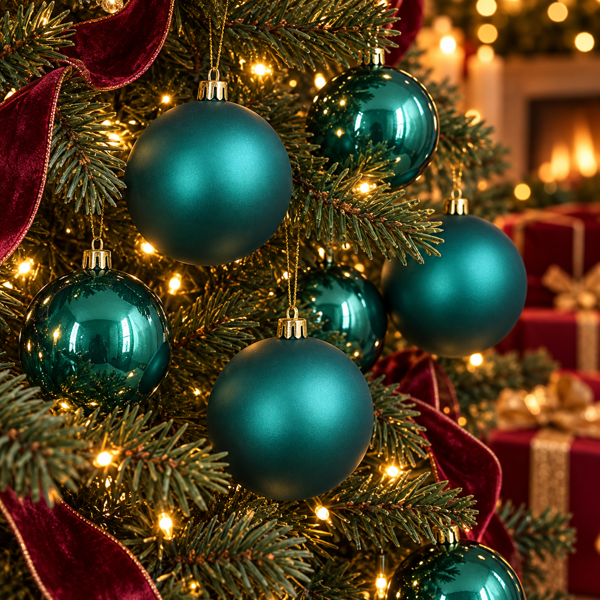 Dark Teal Christmas Baubles 80mm Packs Pearl Matte