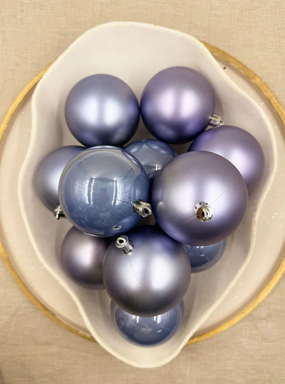 60mm Dusty Blue Christmas Baubles Pearl Matt Large Packs