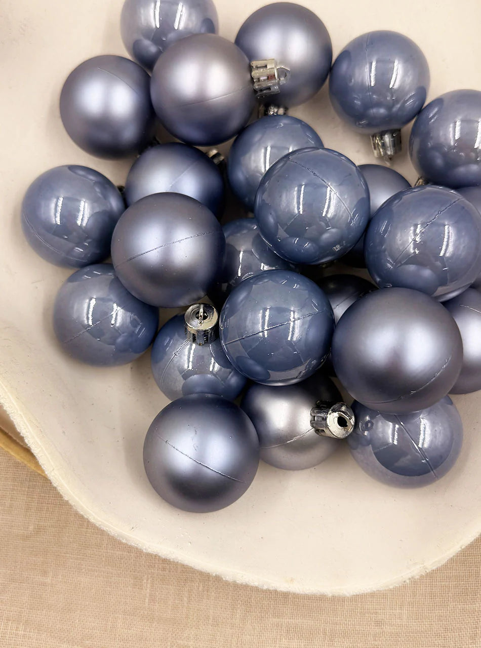 Dusty Blue 200mm Christmas Baubles Gloss 4 Pack