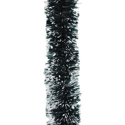 5m  DARK GREEN WITH WHITE TIP  Christmas Tinsel   -  75mm wide