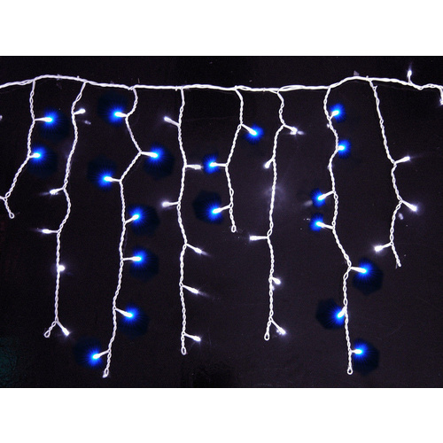 BLUE/WHITE 120 LED Christmas Icicle Lights 2.5 metres