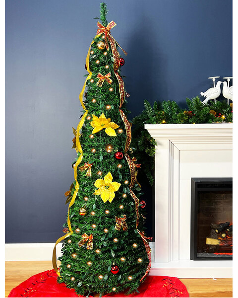 Pre Lit Popup Christmas Tree 6ft/180cm Pre-decorated