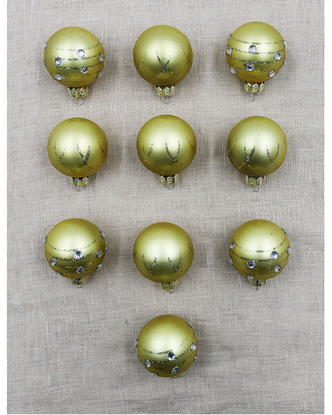 45mm Gold Design Glass Baubles 10 Pack  