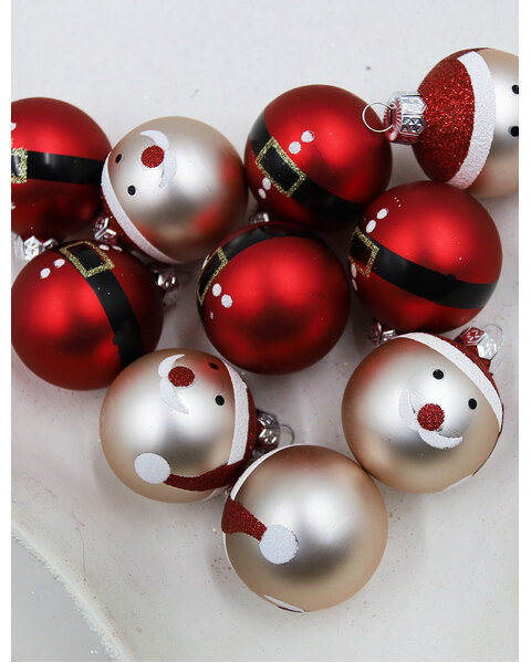 45mm SANTA Design Glass Baubles 10 Pack