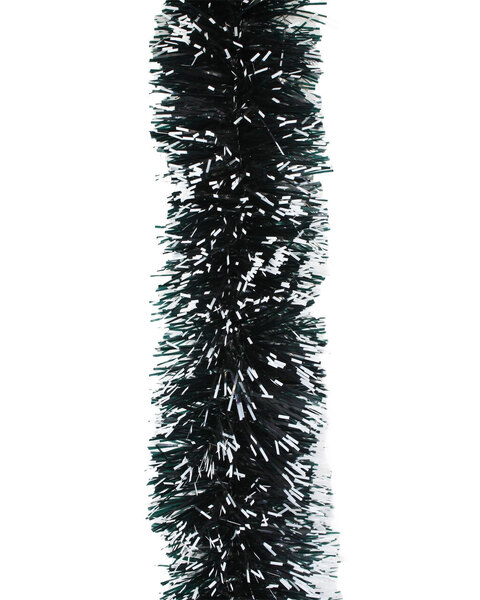 25m DARK GREEN WITH WHITE TIP Christmas Tinsel 200mm wide