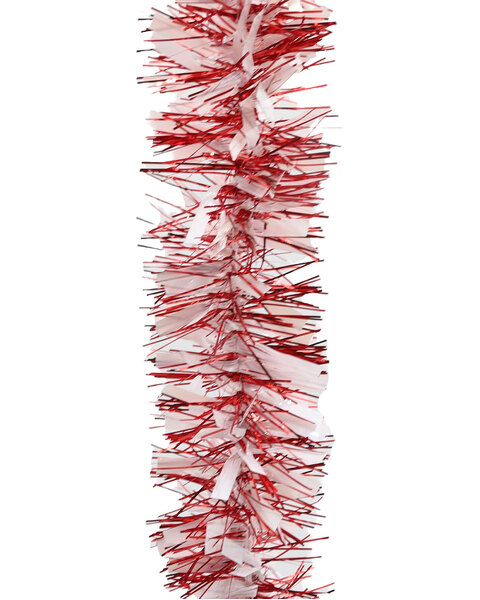 25m RED WHITE Mix Christmas Tinsel 100mm wide