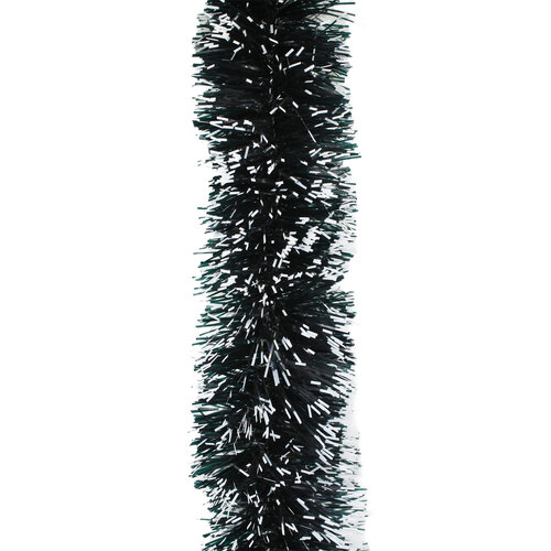 50m DARK GREEN WITH WHITE TIP Christmas Tinsel 200mm wide