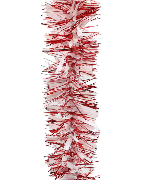 50m RED & WHITE Christmas Tinsel 75mm wide