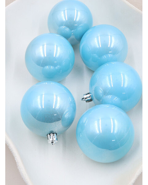 Baby Blue Christmas Baubles Pearl 100mm