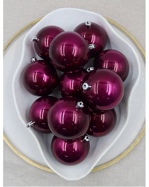 Burgundy Christmas Baubles 60mm Pearl 24 and 48 Packs