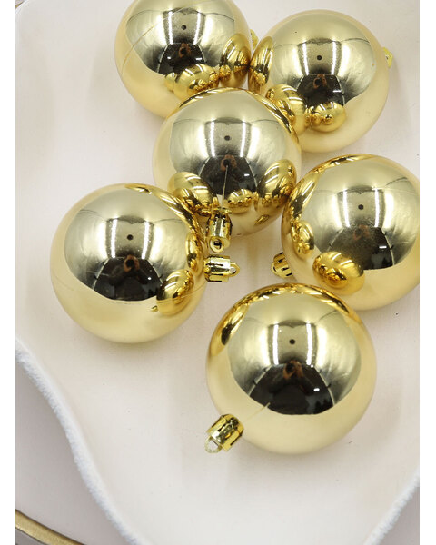 Gold Christmas Baubles 80mm 24 & 48 Packs Gloss