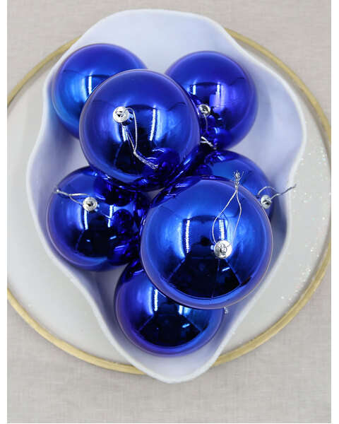 Royal Blue Christmas Baubles Gloss 100mm